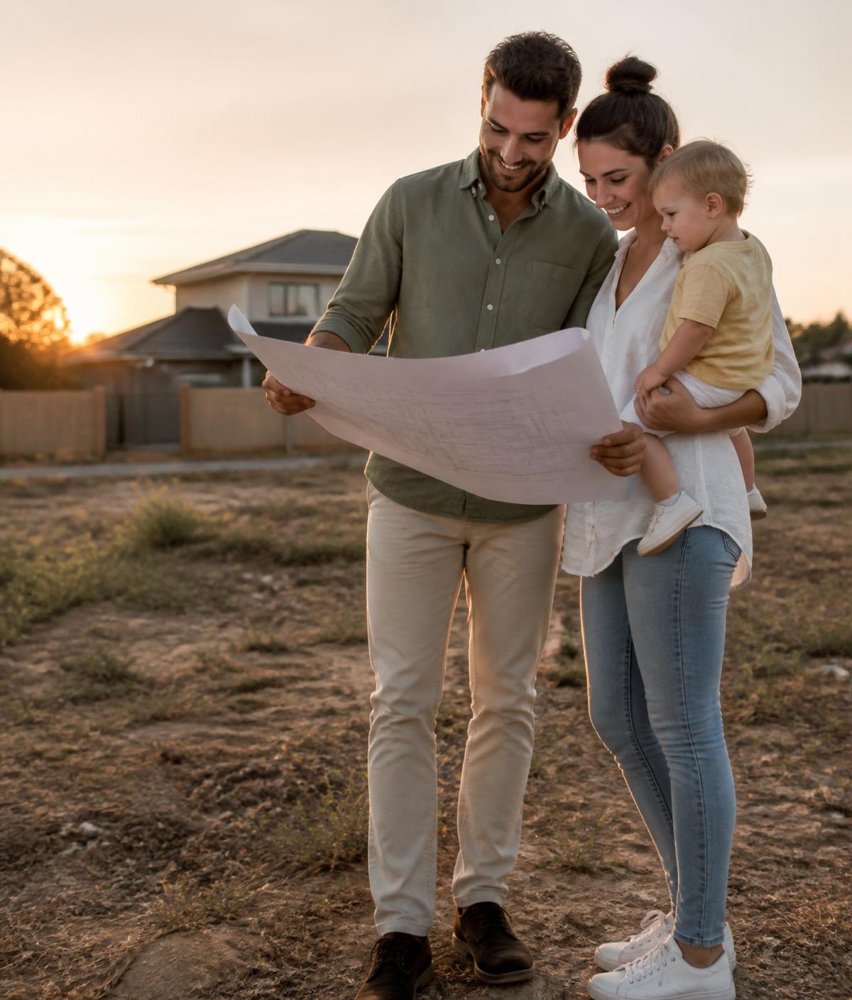 Young couple planning their first home